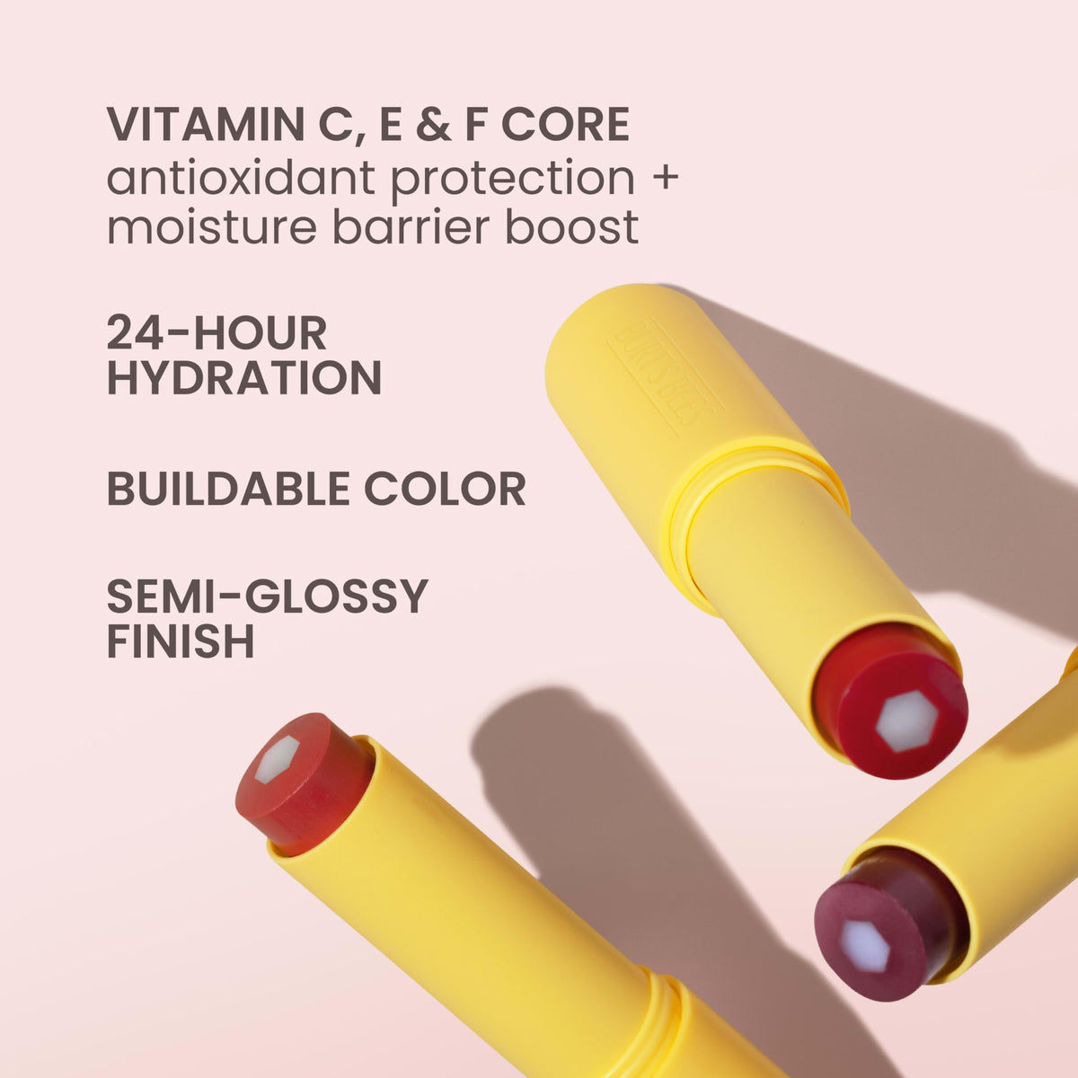 Burt's Bees Rose Knows Tinted support Lip Balm opened showing product