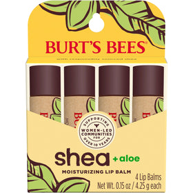 Burt's Bees Shea and Aloe Moisturizing Lip Balm pack with four tubes