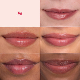Burt's Bees Shimmer Lip Tint Fig displayed with flowers