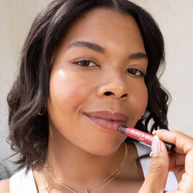 Burt's Bees Shimmer Lip Tint Fig in a beauty routine