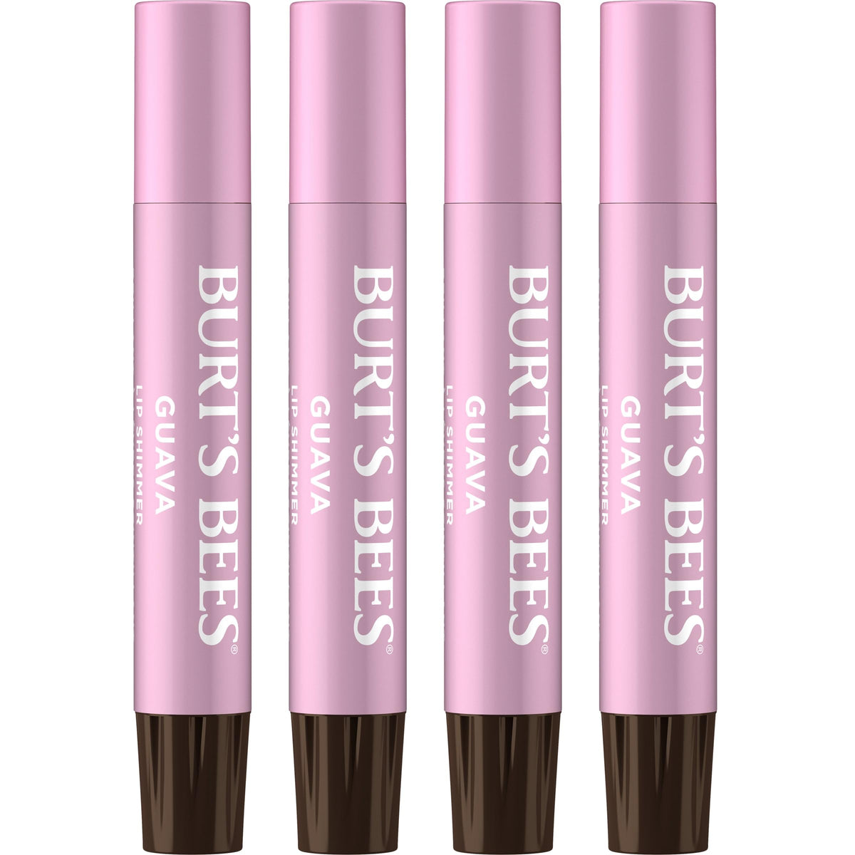 Burt's Bees Shimmer Lip Tint Set front view with four Guava sticks