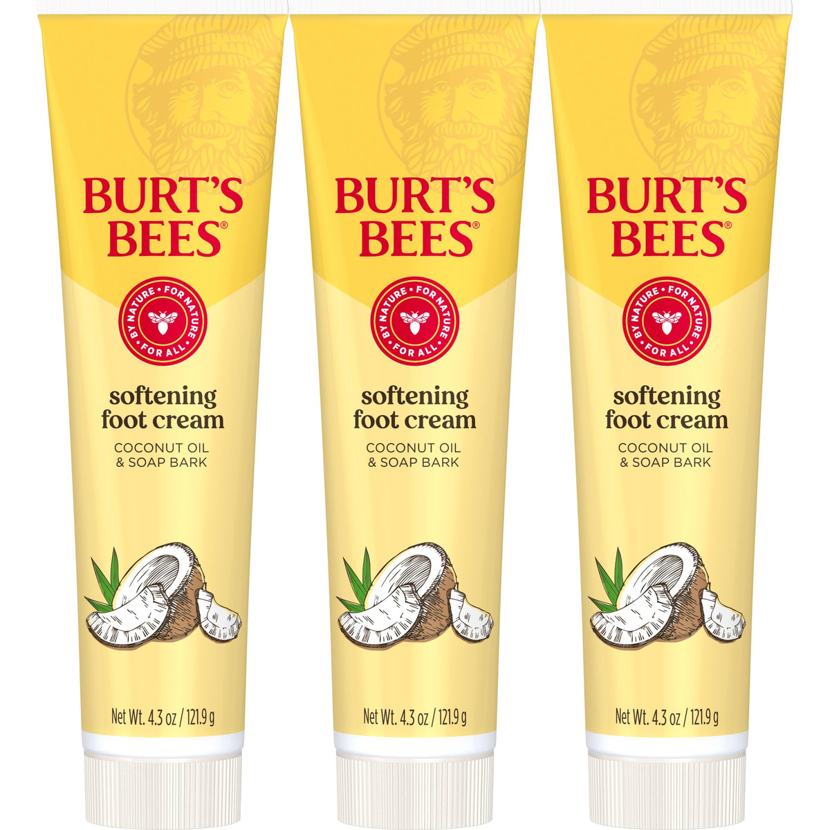Burt's Bees Softening Foot Cream 3-Pack with Coconut Oil front view