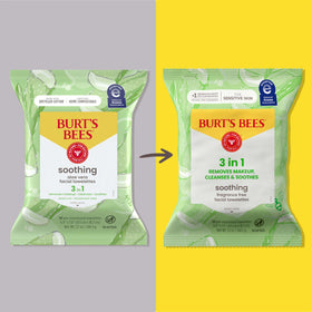 Burt's Bees Soothing Facial Towelettes open pack with wipes