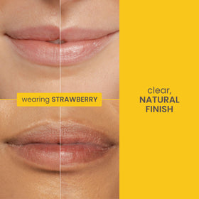 Burt's Bees Sweet Strawberry Lip Milk with strawberries background