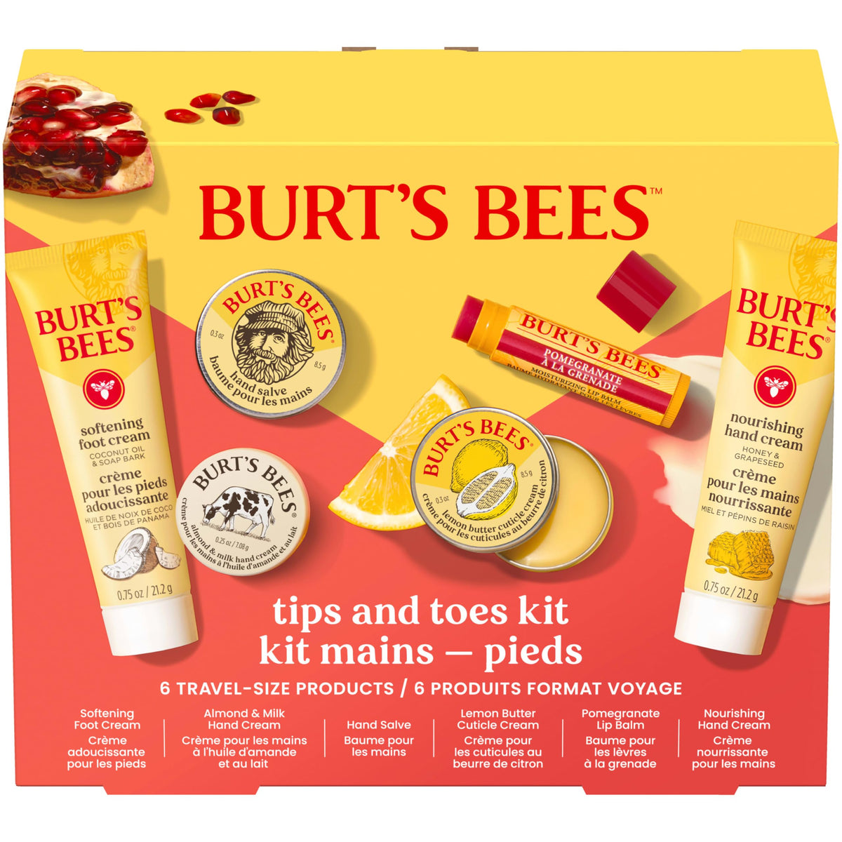 Burt's Bees Tips and Toes Kit gift set with six travel size products