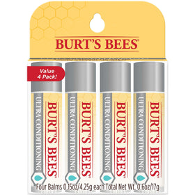 Burt's Bees Ultra Conditioning Lip Balm four tubes packaging