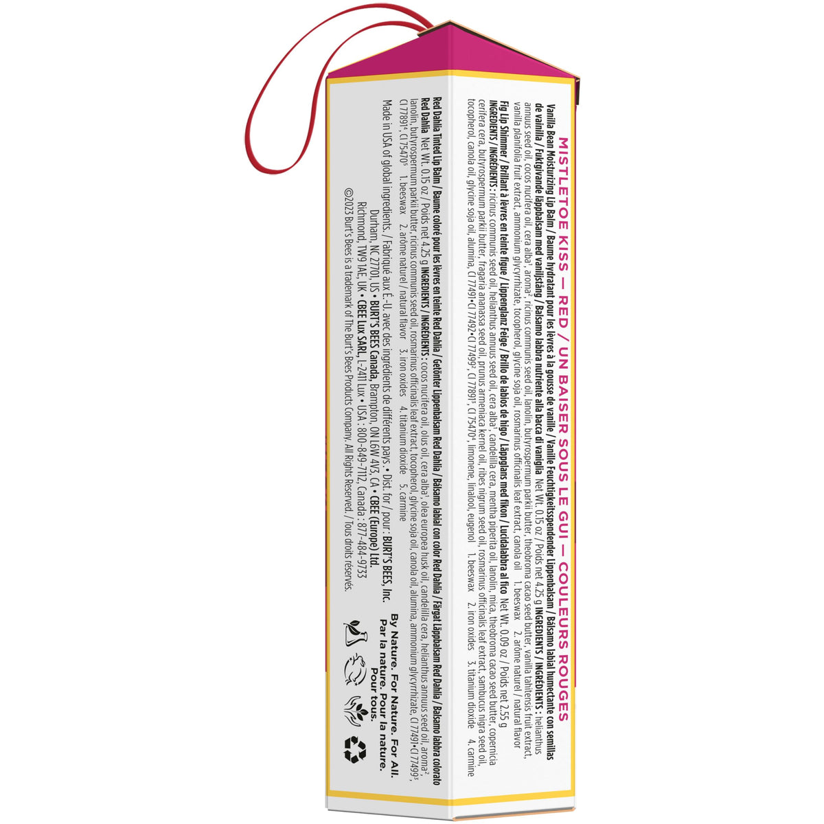 Burt's Bees Vanilla Bean Lip Balm tube with ingredients listed