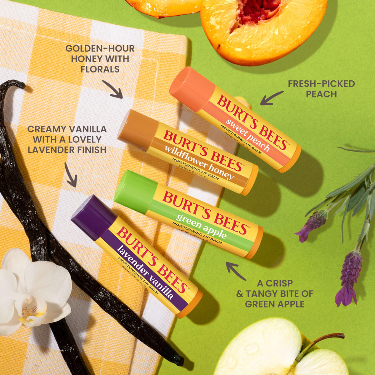 Burt's Bees Wildflower Honey lip balm tube close-up