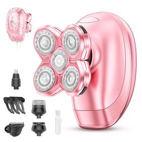 Burtily 5-in-1 Electric Razor front view with attachments