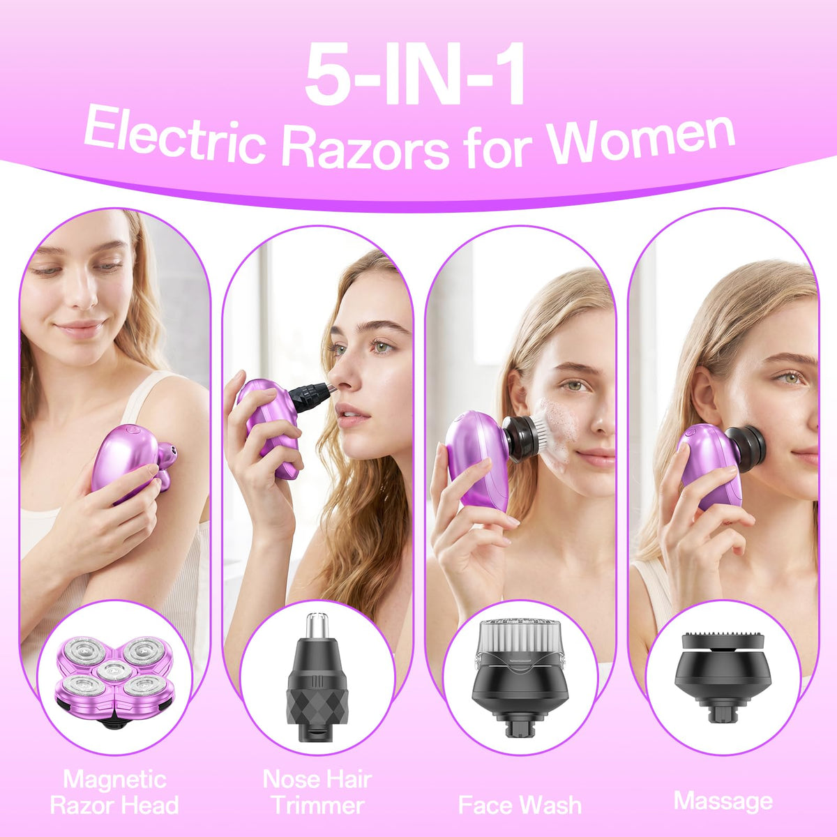 Burtily Electric Razor with attachments including trimmer and brush
