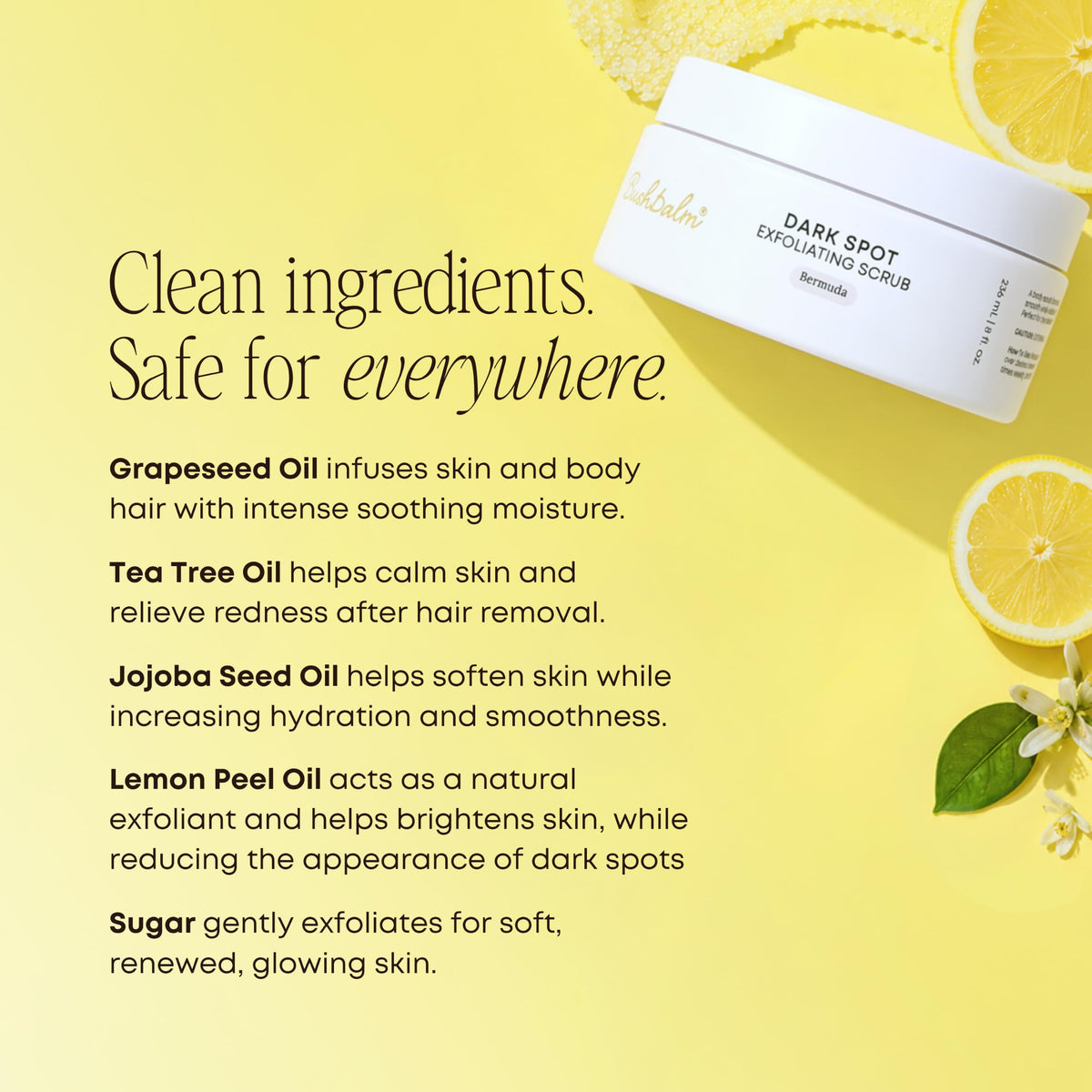 Bushbalm Dark Spot Scrub in a shower setting