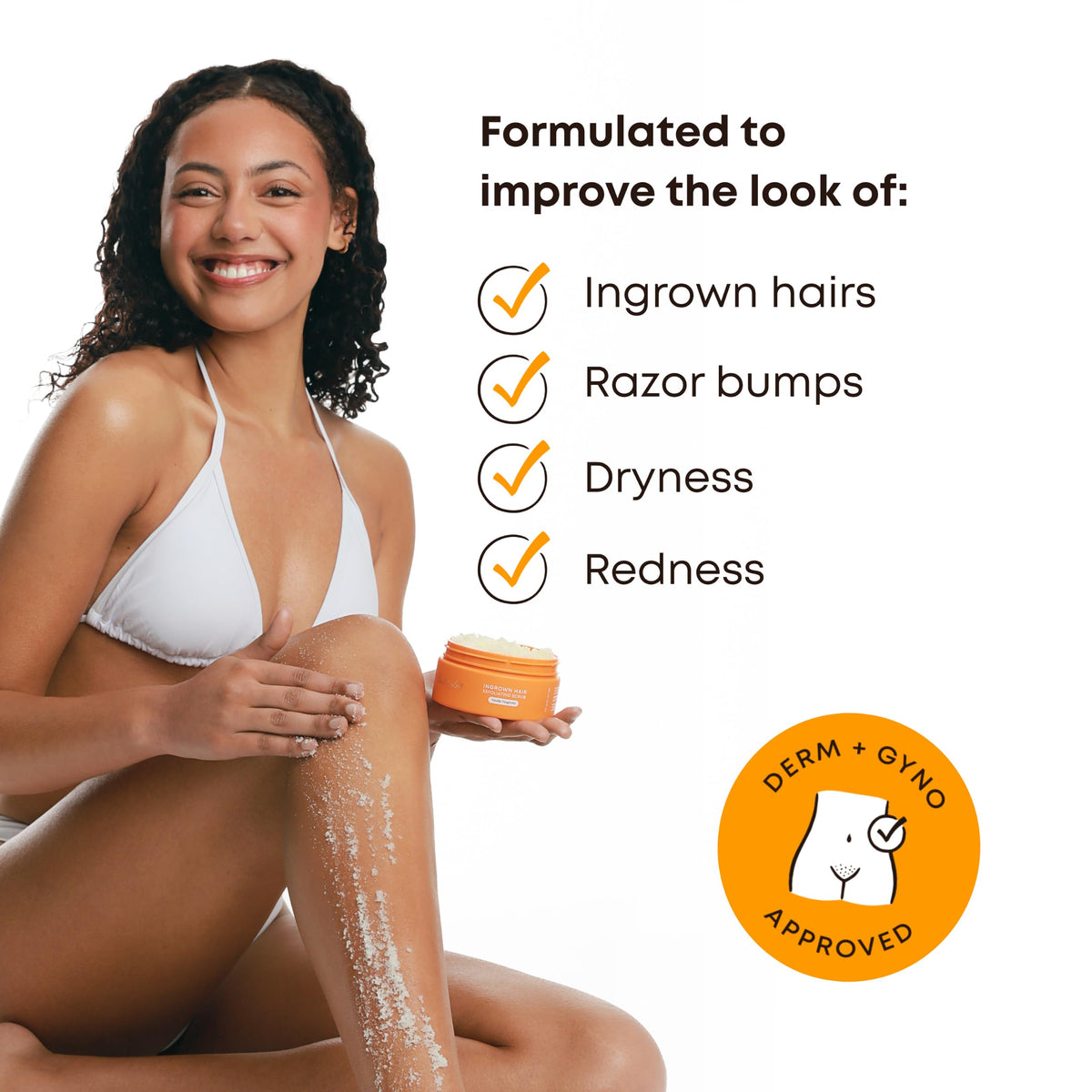 Bushbalm Ingrown Hair Exfoliating Body Scrub Vanilla Tangerine texture close-up