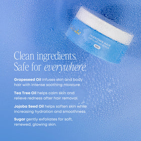 Bushbalm scrub being applied to skin in shower