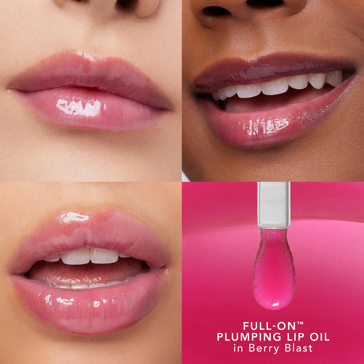 Buxom Full-On Glossy Lip Oil Berry Blast applicator close-up