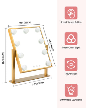 BWLLNI Lighted Makeup Mirror displaying touch control feature