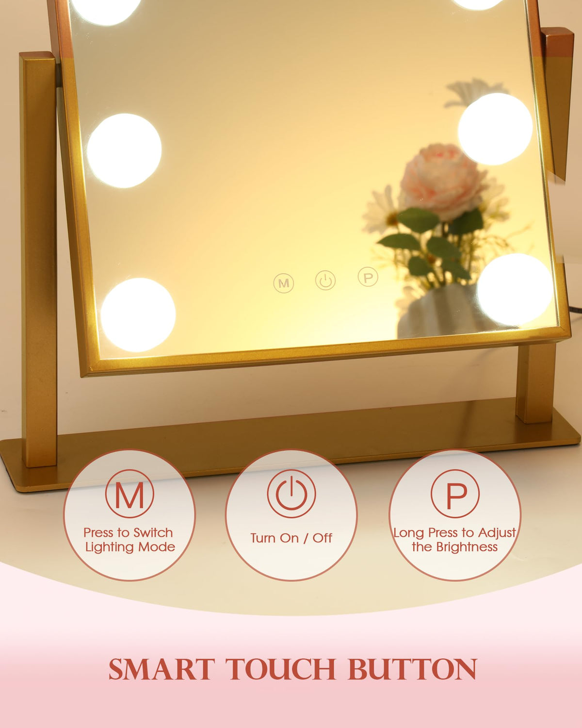 BWLLNI Lighted Makeup Mirror in a stylish bedroom setting