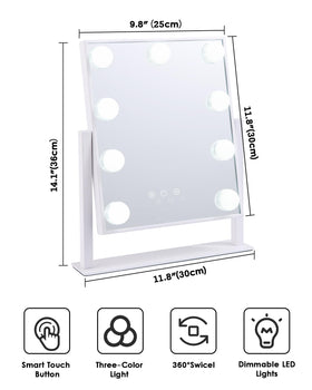 BWLLNI Lighted Makeup Mirror showcasing cool light setting