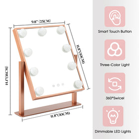 BWLLNI Lighted Makeup Mirror showing 360-degree rotation feature