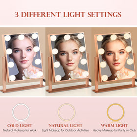 BWLLNI Lighted Makeup Mirror side view showing 10X magnifying feature