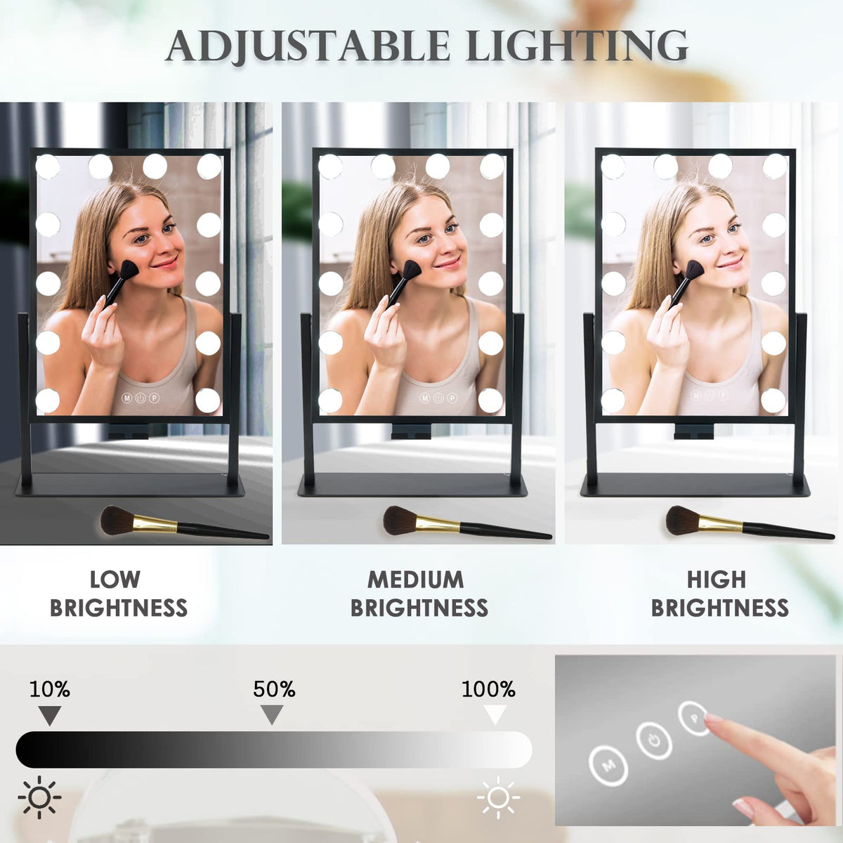 BWLLNI Vanity Mirror with 10X magnifier attached