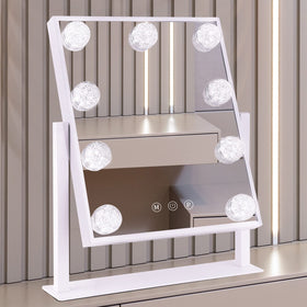 BWLLNI Vanity Mirror with 9 LED diamond bulbs front view