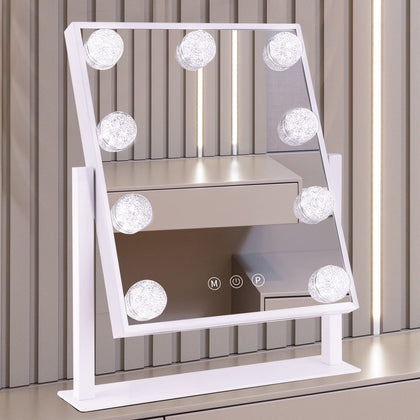 BWLLNI Vanity Mirror with 9 LED diamond bulbs front view