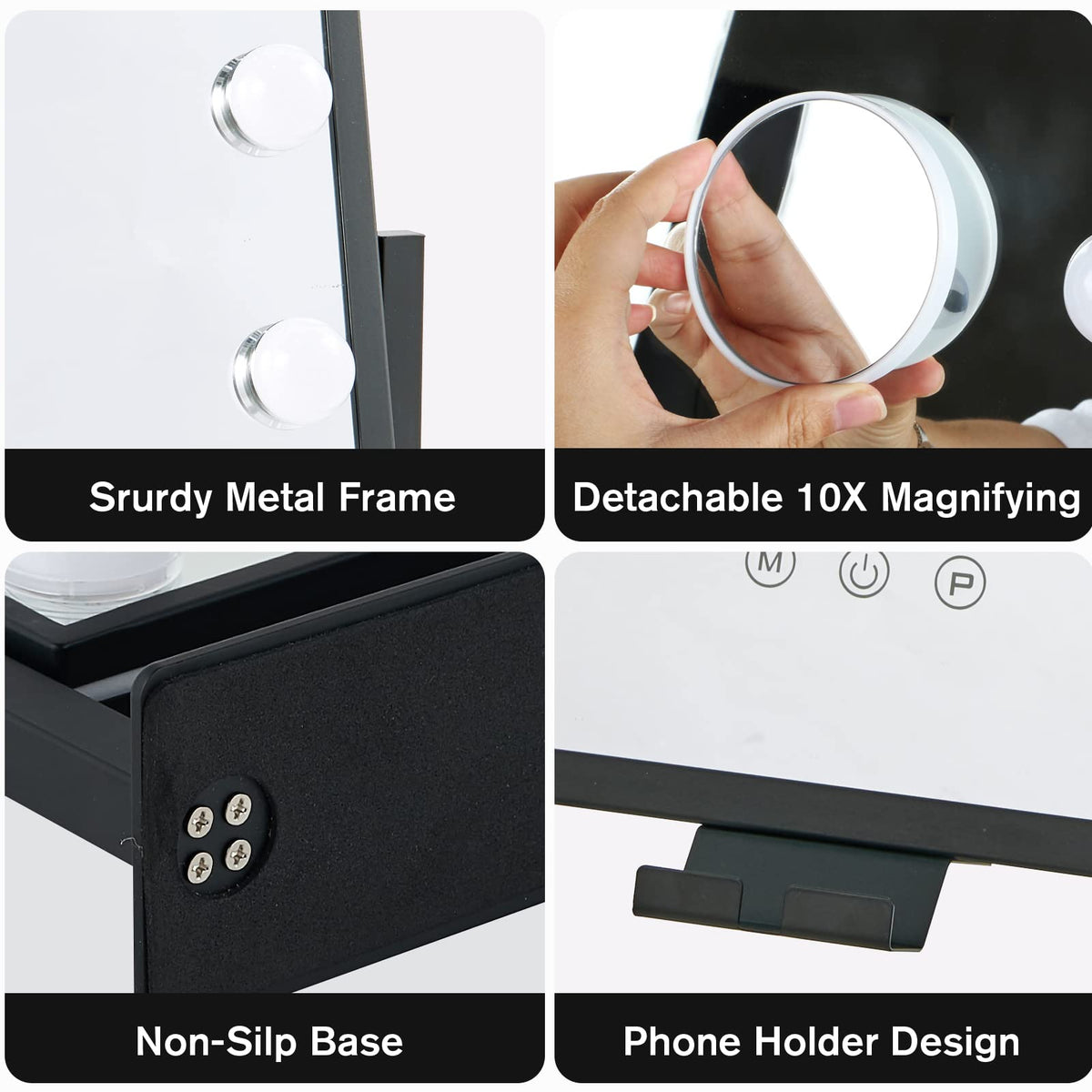 BWLLNI Vanity Mirror with LED bulbs illuminated