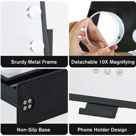 BWLLNI Vanity Mirror with LED bulbs illuminated