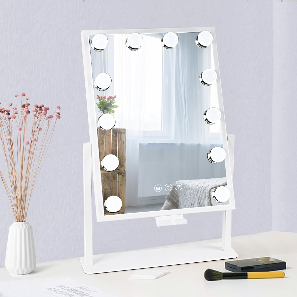 BWLLNI Vanity Mirror with Lights front view with LED bulbs