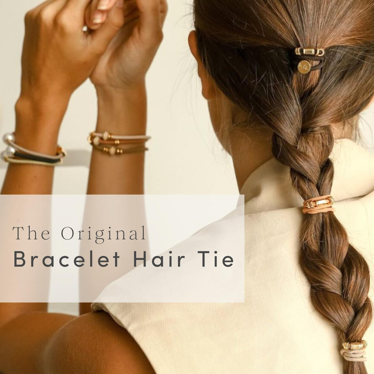 By Lilla Bracelet Hair Tie displayed on a wrist