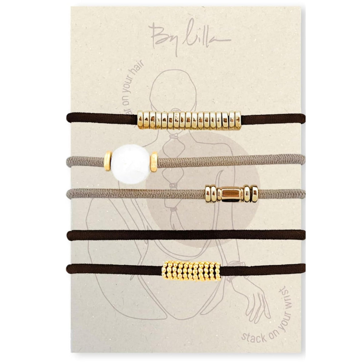 By Lilla Bracelet Hair Tie in Downtown colour, front view