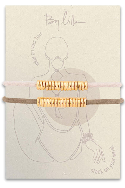 By Lilla Bracelet Hair Tie in gold color front view