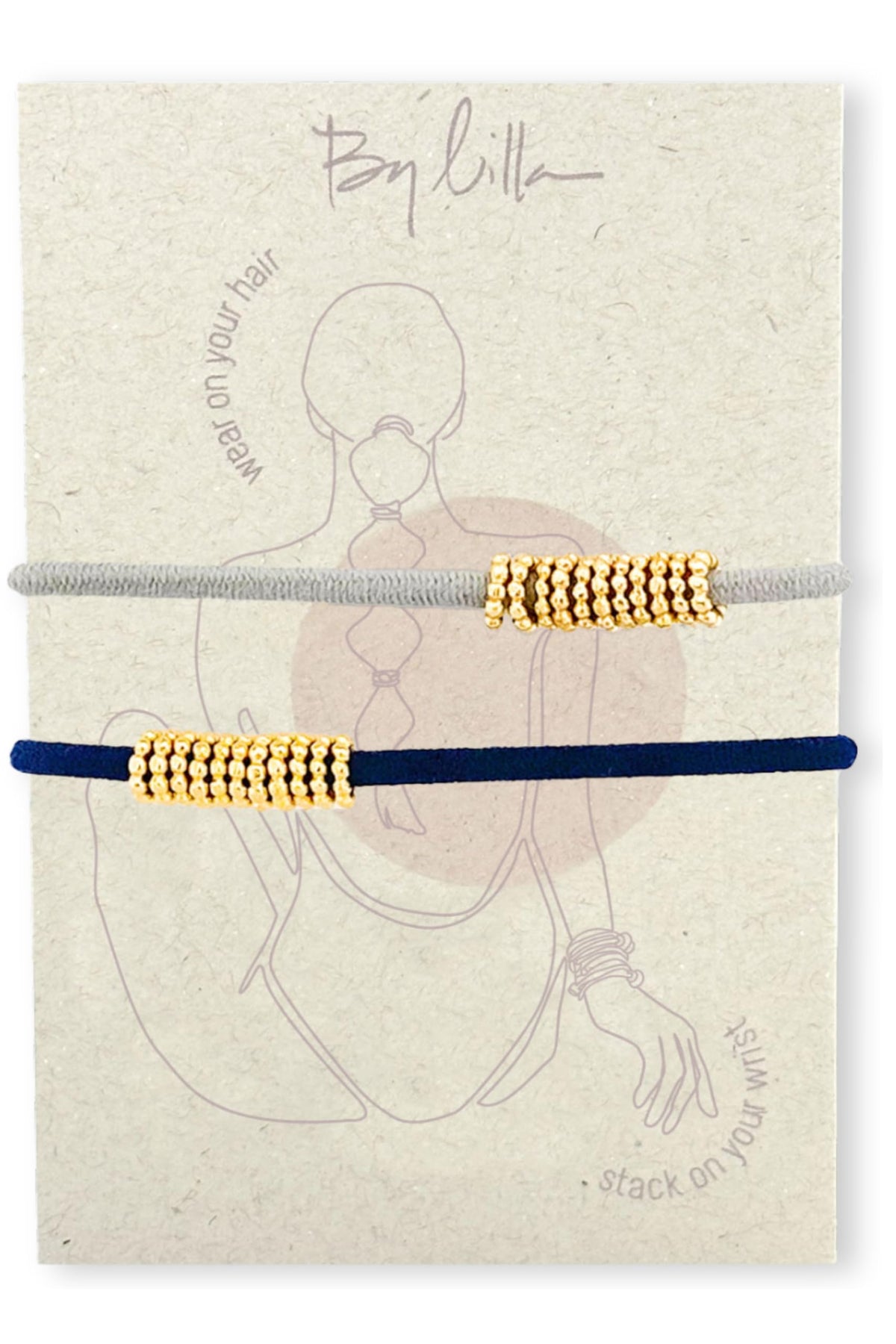 By Lilla Bracelet Hair Tie in gold with elastic design