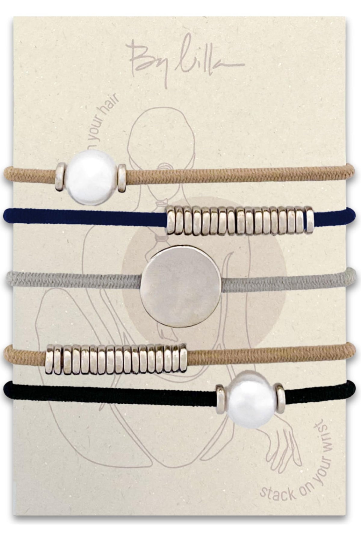 By Lilla Bracelet Hair Tie in marble design front view