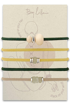 By Lilla Bracelet Hair Tie in Pine, front view