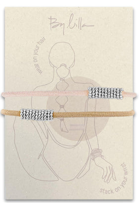 By Lilla bracelet hair tie in shaker silver, front view