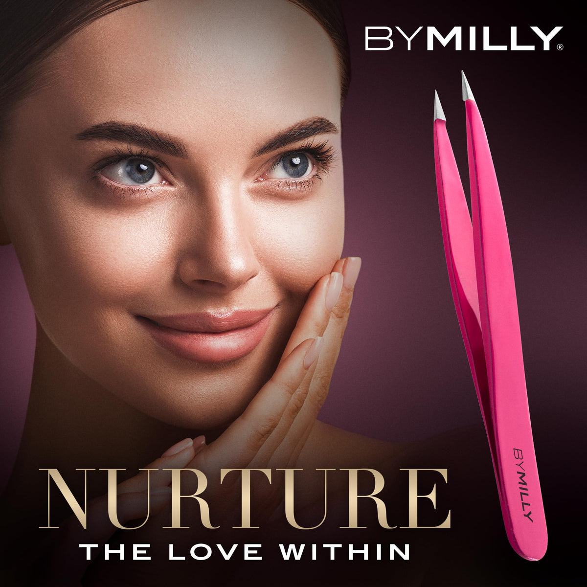 By MILLY Pointed Tweezers showing ergonomic design