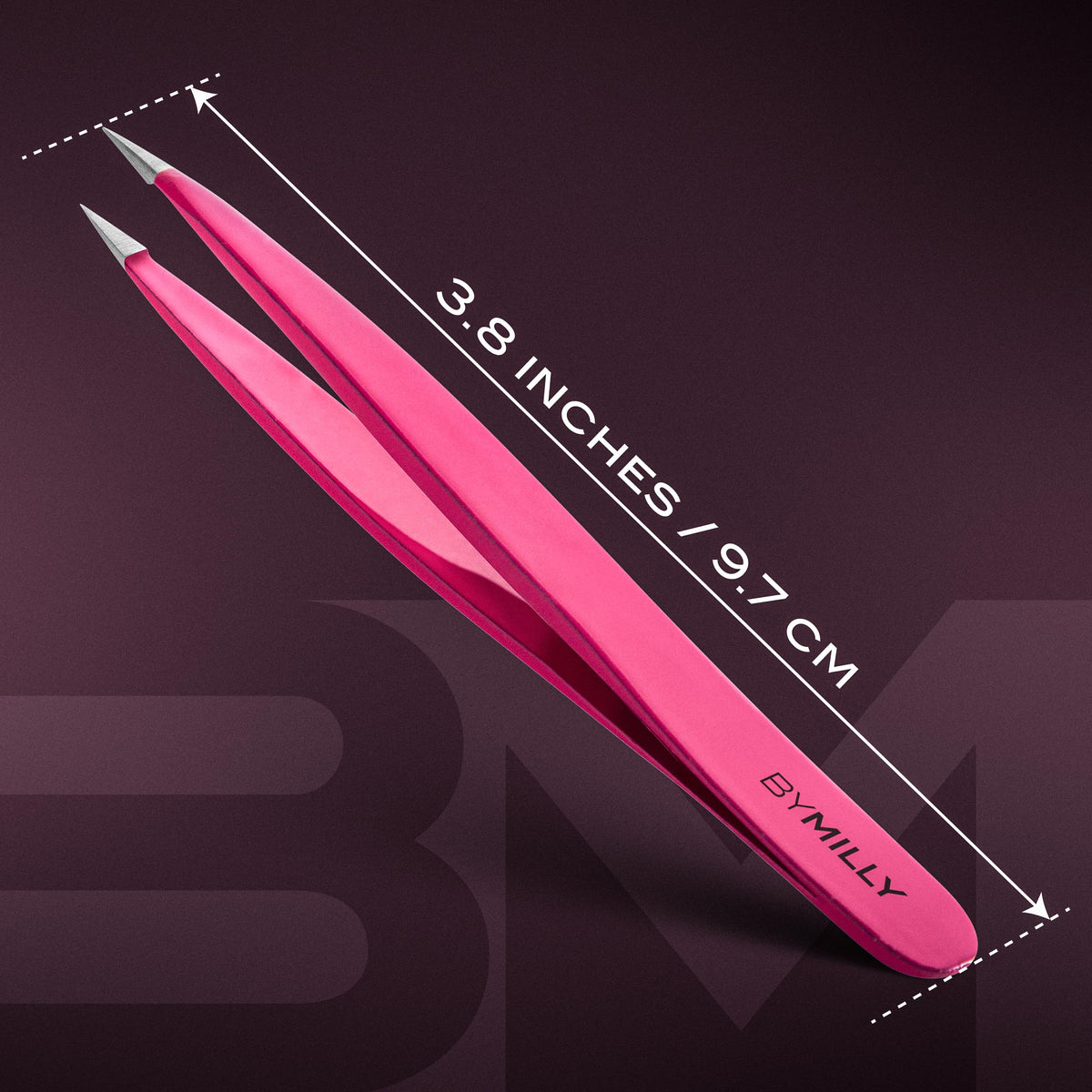 By MILLY Pointed Tweezers with a background of beauty tools