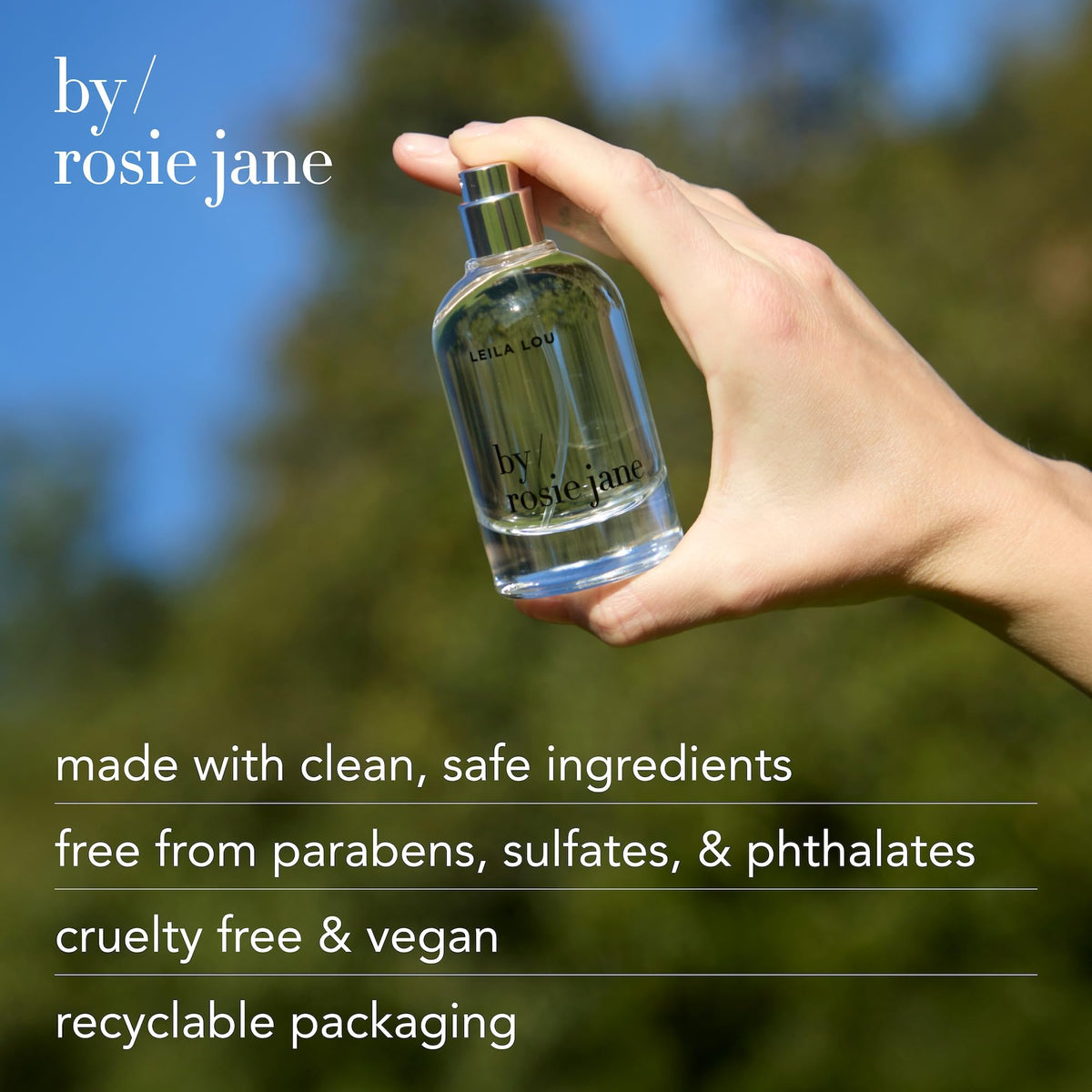 By Rosie Jane Eau de Parfum Matilda 50ml beside travel essentials