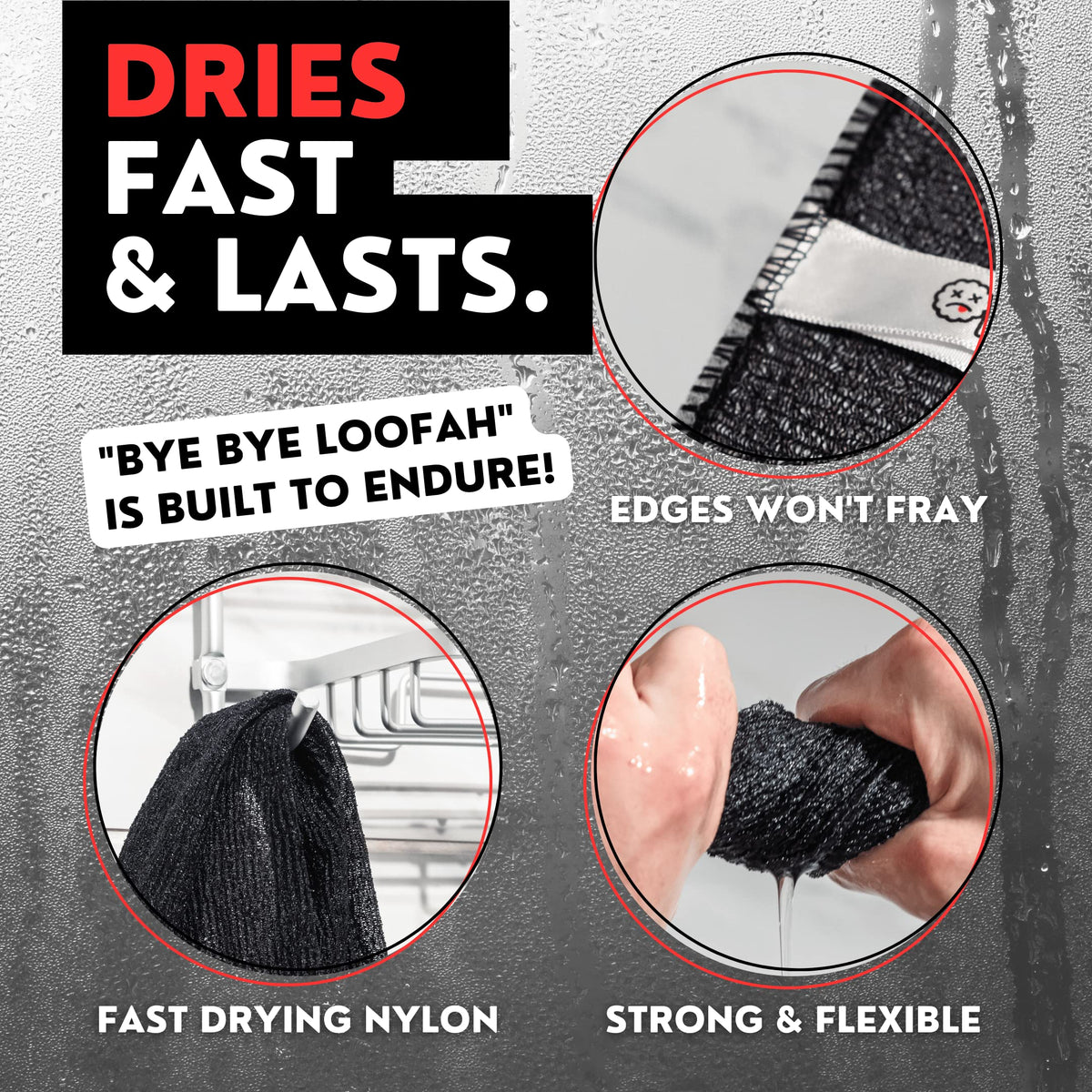 Bye Bye Loofah washcloth showcasing its size