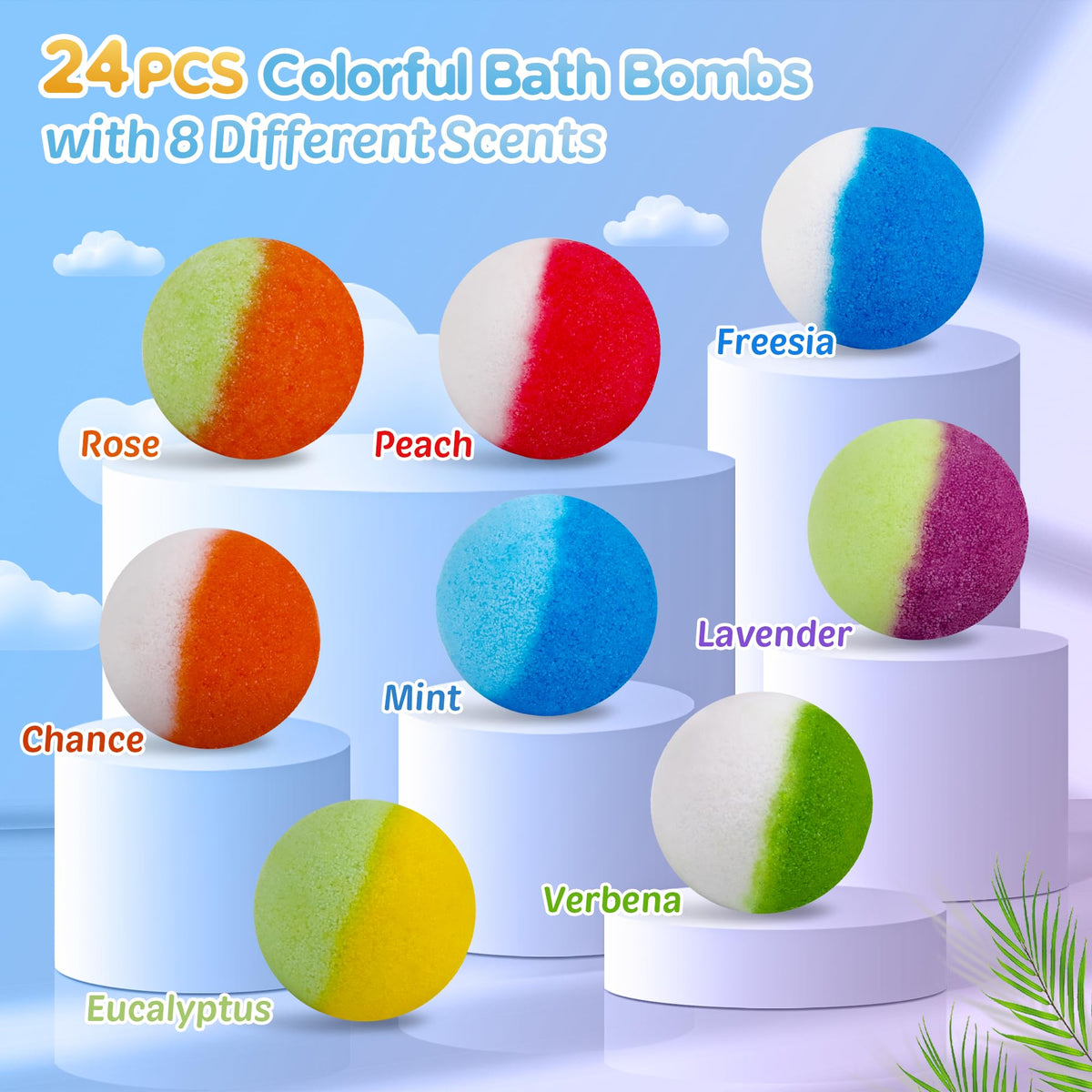 BYGGVIR bath bombs in colorful packaging