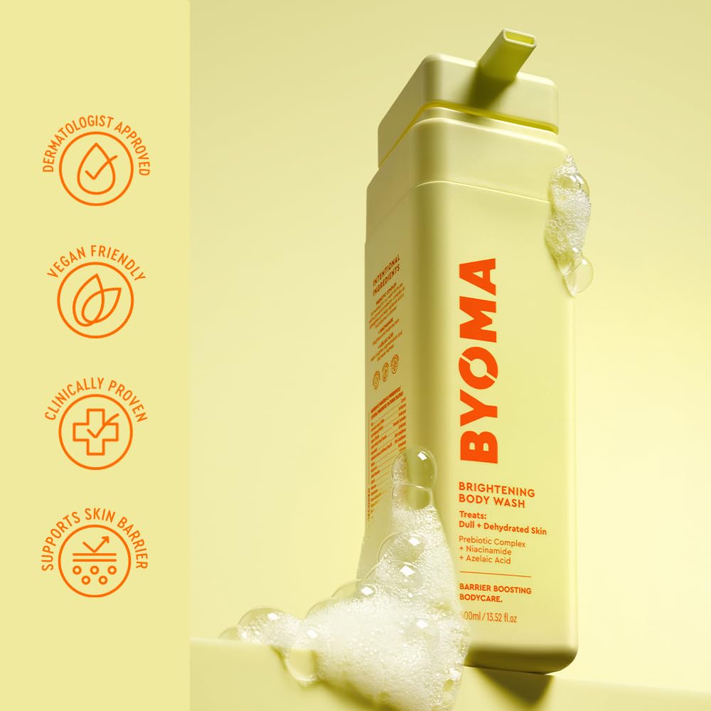 BYOMA Brightening Body Wash in shower setting