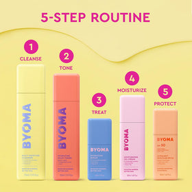 BYOMA Milky Moisture Cleanser with other skincare products