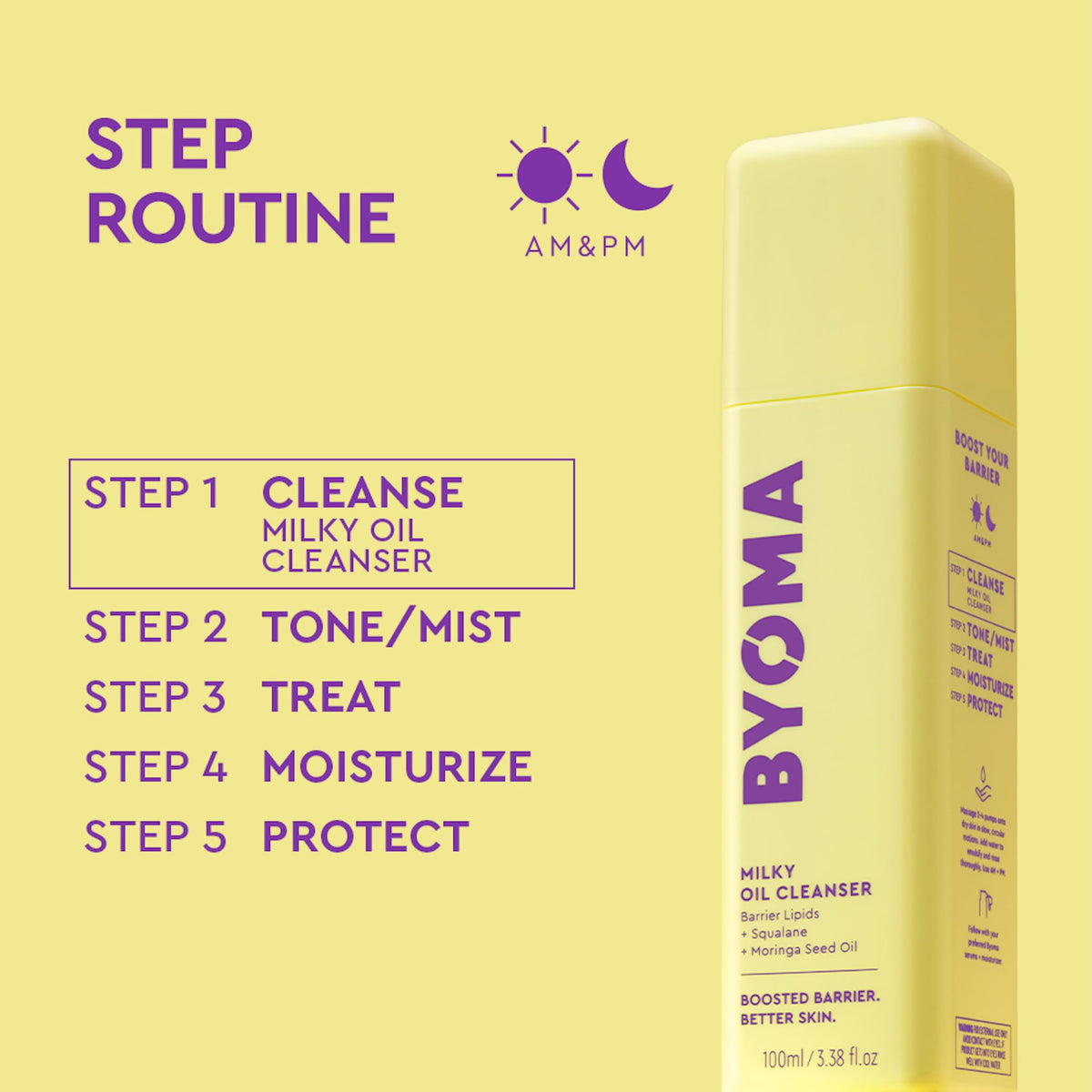 BYOMA Milky Oil Cleanser being applied to skin