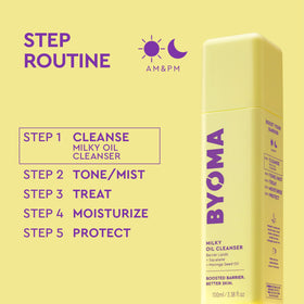 BYOMA Milky Oil Cleanser being applied to skin