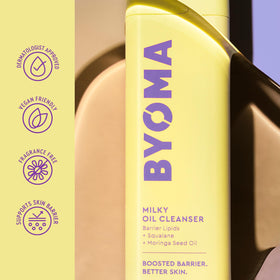 BYOMA Milky Oil Cleanser with ingredients displayed