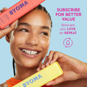 BYOMA Ultralight Face Fluid SPF 50 bottle on a vanity