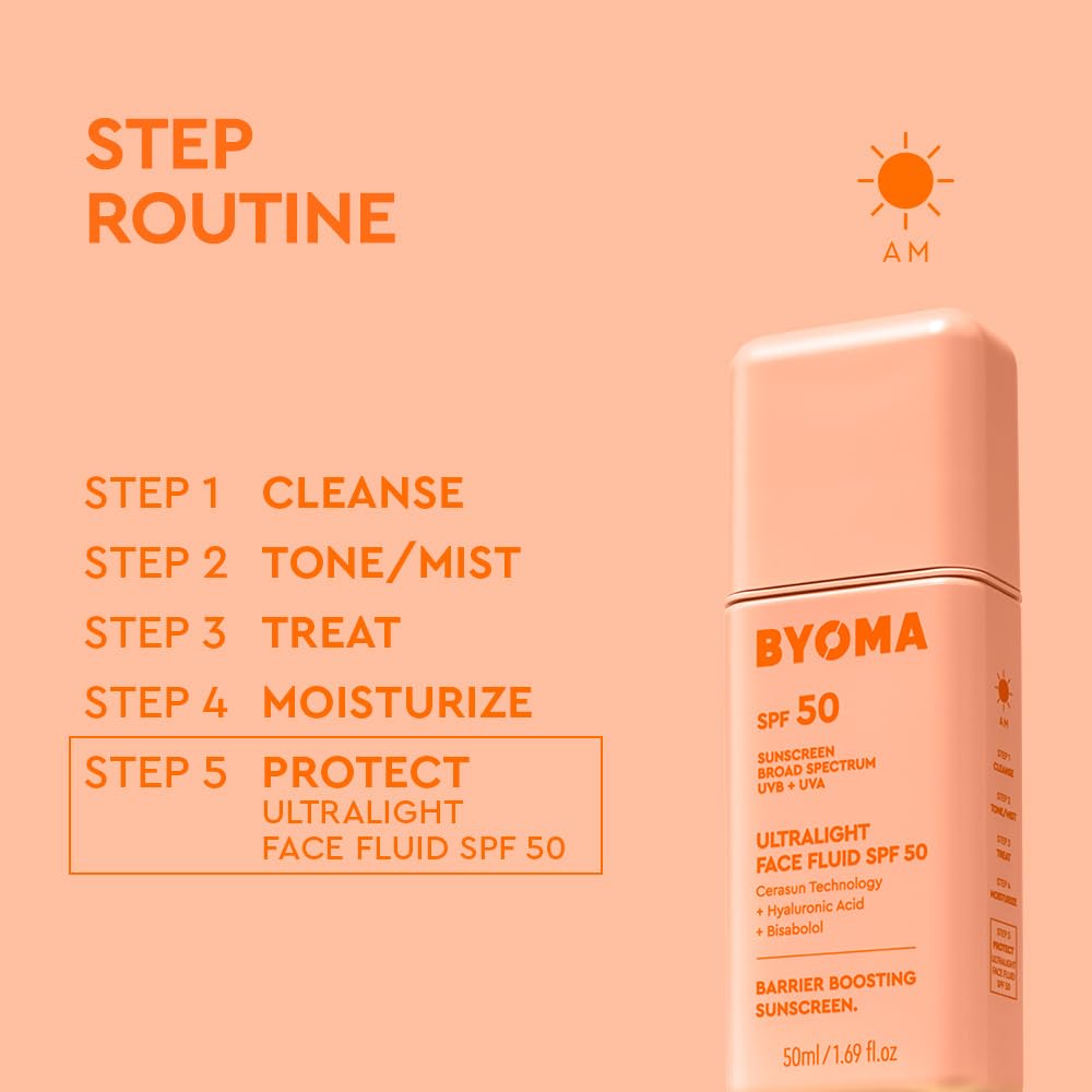 BYOMA Ultralight Face Fluid SPF 50 lifestyle scene