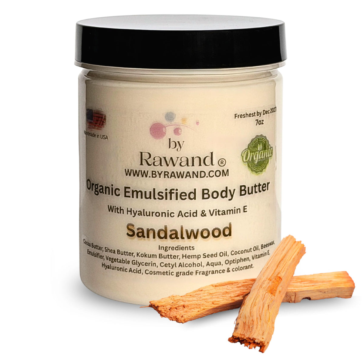 ByRawand Sandalwood & Amber Body Butter 227g front view