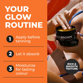 BYROKKO Shine Brown Tanning Accelerator Lotion in outdoor setting